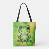 Groene leuke kikker tote bag (Achterkant)