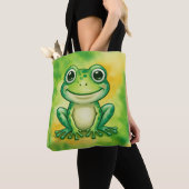 Groene leuke kikker tote bag (Dichtbij)