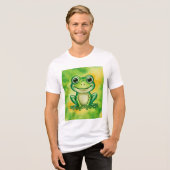 Groene leuke kikker Tri-Blend shirt (Voorkant volledig)