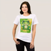 Groene leuke kikker Tri-Blend shirt (Voorkant volledig)