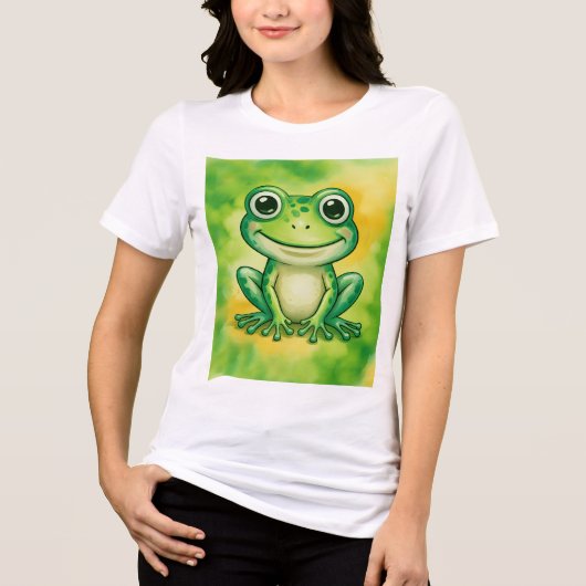 Groene leuke kikker Tri-Blend shirt (Voorkant)