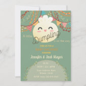 Groene Leuke Kleine Dumpling Baby shower Invitatio Kaart (Voorkant)