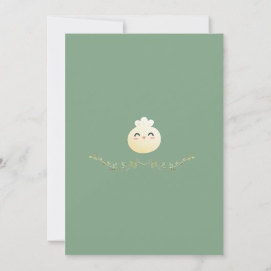 Groene Leuke Kleine Dumpling Baby shower Invitatio Kaart (Achterkant)