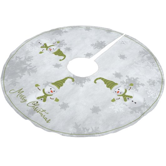Groene Leuke Sneeuwman Boom Rok Kerstboom Rok (Gekanteld)