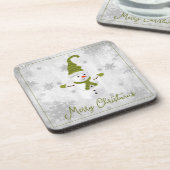 Groene Leuke Sneeuwman Drank Coaster Bier Onderzetter (Linkerzijde)