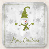 Groene Leuke Sneeuwman Drank Coaster Bier Onderzetter (Voorkant)