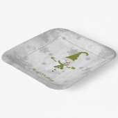 Groene Leuke Sneeuwman Papier Bord (Gebogen)