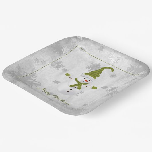 Groene Leuke Sneeuwman Papier Bord (Gebogen)