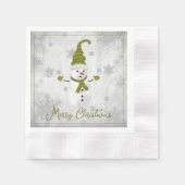 Groene Leuke Sneeuwman Papier Servet (Voorkant)
