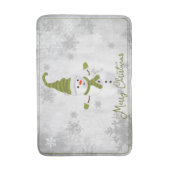 Groene Leuke Sneeuwman Vakantie Badmat (Voorkant Verticaal)