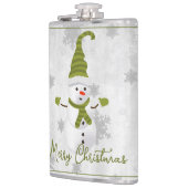 Groene Leuke Sneeuwman Vakantie Flask Heupfles (Links)