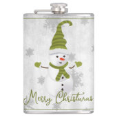 Groene Leuke Sneeuwman Vakantie Flask Heupfles (Voorkant)
