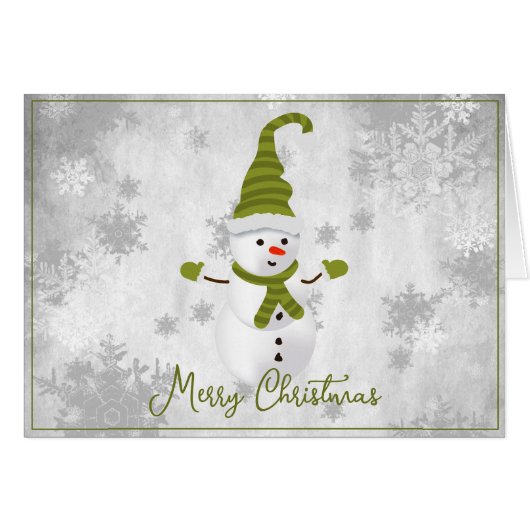 Groene Leuke Sneeuwman Vakantie Groet Kaart (Voorkant Horizontaal)