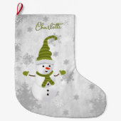 Groene Leuke Sneeuwman Vakantie Kous Grote Kerstsok (Voorkant)