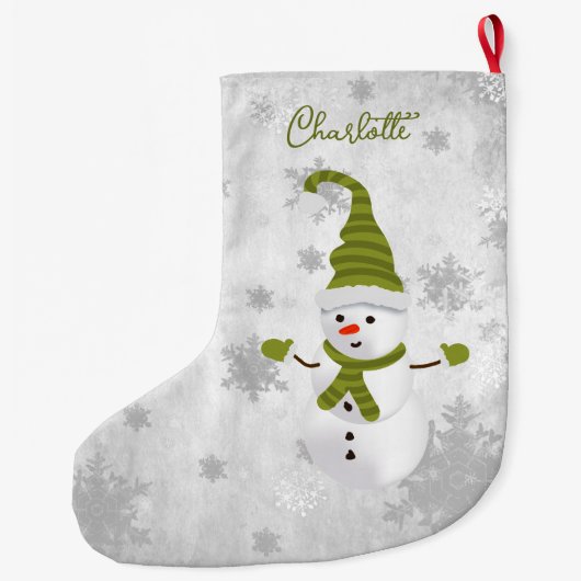 Groene Leuke Sneeuwman Vakantie Kous Grote Kerstsok (Achterkant)