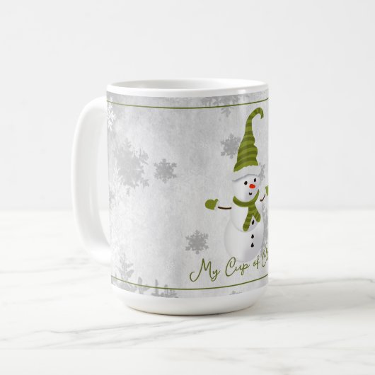 Groene Leuke Sneeuwman Vakantie Mok (Voorkant links)