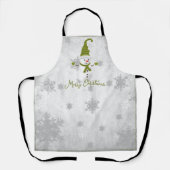 Groene Leuke Sneeuwman Vakantie Schort (Voorkant)