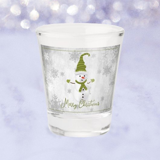 Groene Leuke Sneeuwman Vakantie Shot glas