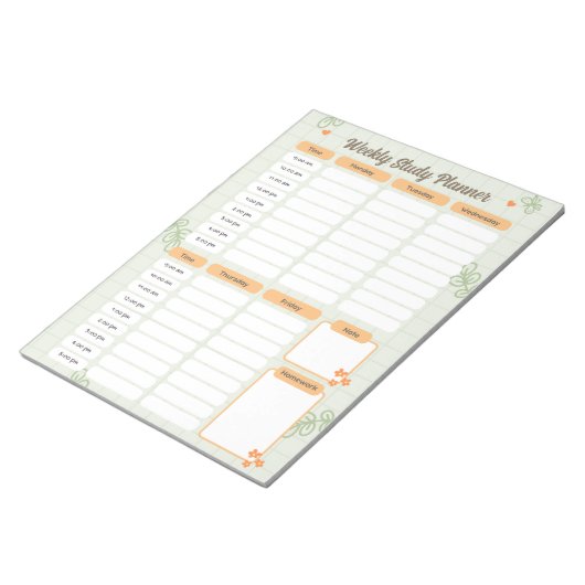 Groene Leuke Speelse Doodle Weekly Study PLANNER Notitieblok (Schuin)