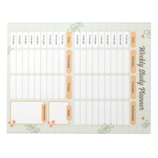 Groene Leuke Speelse Doodle Weekly Study PLANNER Notitieblok (Voorkant)