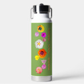 Groene Levendige Bloemenmix Waterfles (Voorkant)