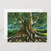 Groene levensboom briefkaart (Voorkant / Achterkant)