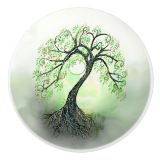 Groene levensboom keramische knop