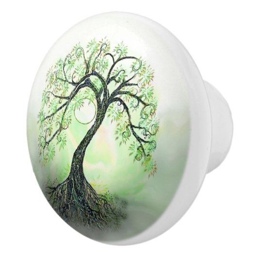 Groene levensboom keramische knop (Rechts)