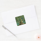 Groene levensboom vierkante sticker (Envelop)