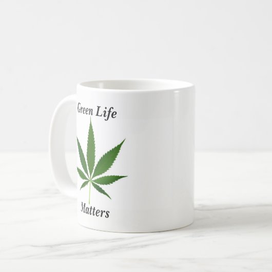 Groene levenskwesties koffiemok (Voorkant links)