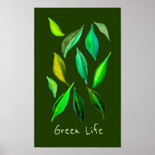 Groene levensleus eco bladeren illustratie poster