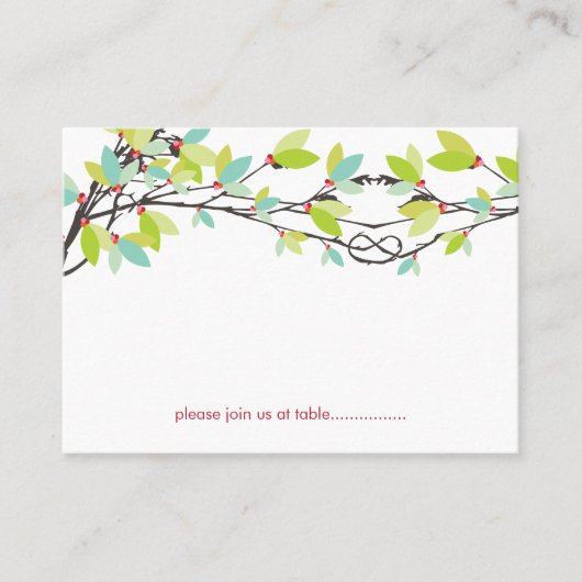 Groene leves Knoted Love Trees Spring Wedding Plaatskaartje (Voorkant)