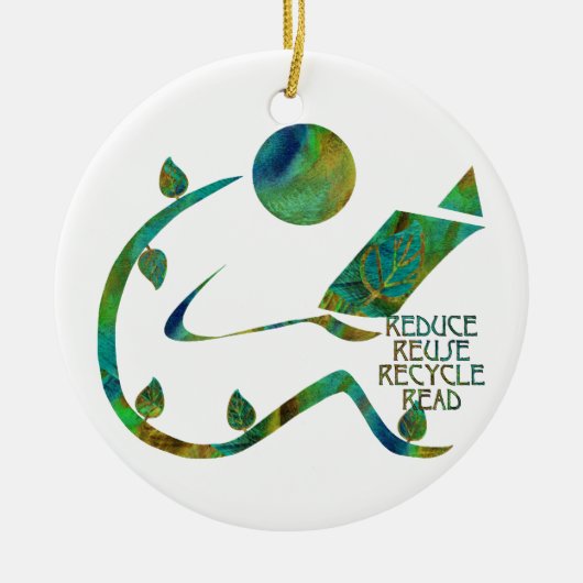 Groene lezer / Vier Rs-versiering Keramisch Ornament (Voorkant)