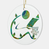 Groene lezer / Vier Rs-versiering Keramisch Ornament (Links)