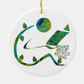 Groene lezer / Vier Rs-versiering Keramisch Ornament (Achterkant)