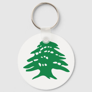 Groene Libanese cedar-boom Sleutelhanger