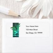 Groene libel en kikker in de vijver etiket (Insitu)