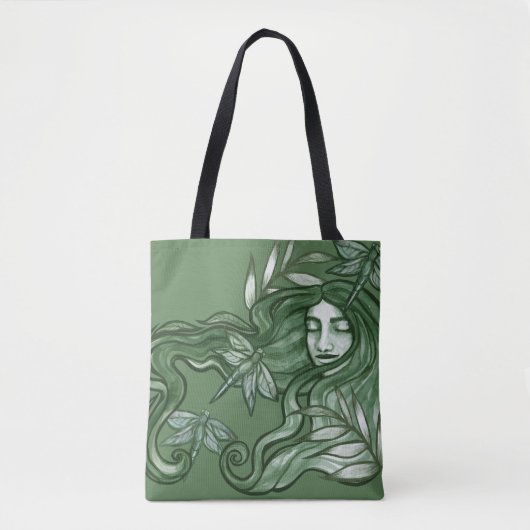 Groene Libel Godin Kunst Libellen            Tote Bag (Voorkant)