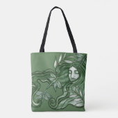 Groene Libel Godin Kunst Libellen            Tote Bag (Achterkant)