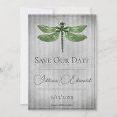 Groene Libel met Edelstenen Save the Date Aankondiging (Voorkant)