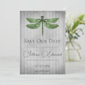 Groene Libel met Edelstenen Save the Date Aankondiging (Staand voorkant)