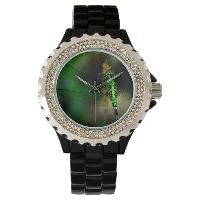 Groene libel op vrouwenhorloge horloge (Voorkant)