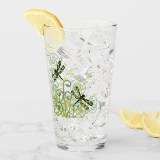 Groene libellen Drink glas (Voorkant ijs)