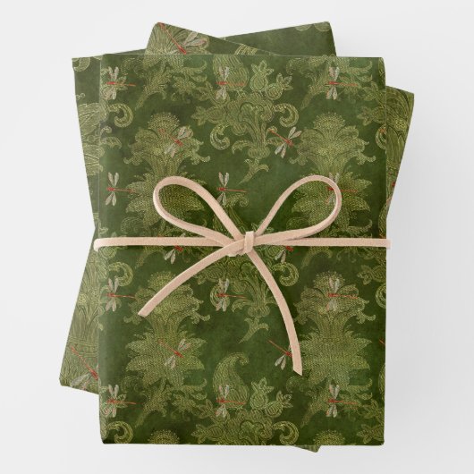  groene libellen inpakpapier vel (In situ)