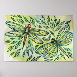 Groene Libellen Libellen Liefhebbers Poster