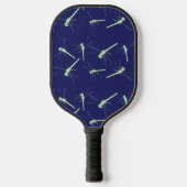 Groene libellen op blauw pickleball paddle (Voorkant)