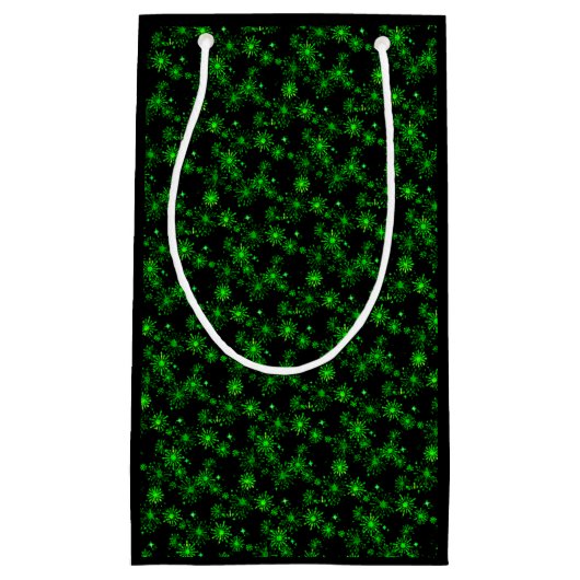 Groene Lichten Kersttas (Zwart) Klein Cadeauzakje (Voorkant)