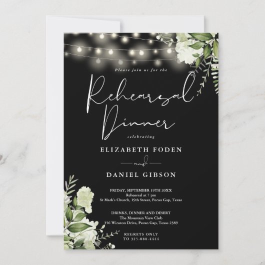 Groene lichten Zwart en wit proef diner Kaart (Voorkant)