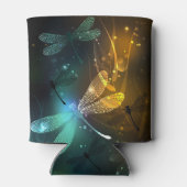 Groene lichtgevende libel vlucht blikjeskoeler (Achterkant)