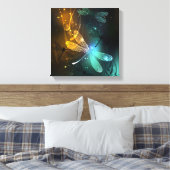 Groene lichtgevende libel vlucht canvas afdruk (Insitu (Slaapkamer))